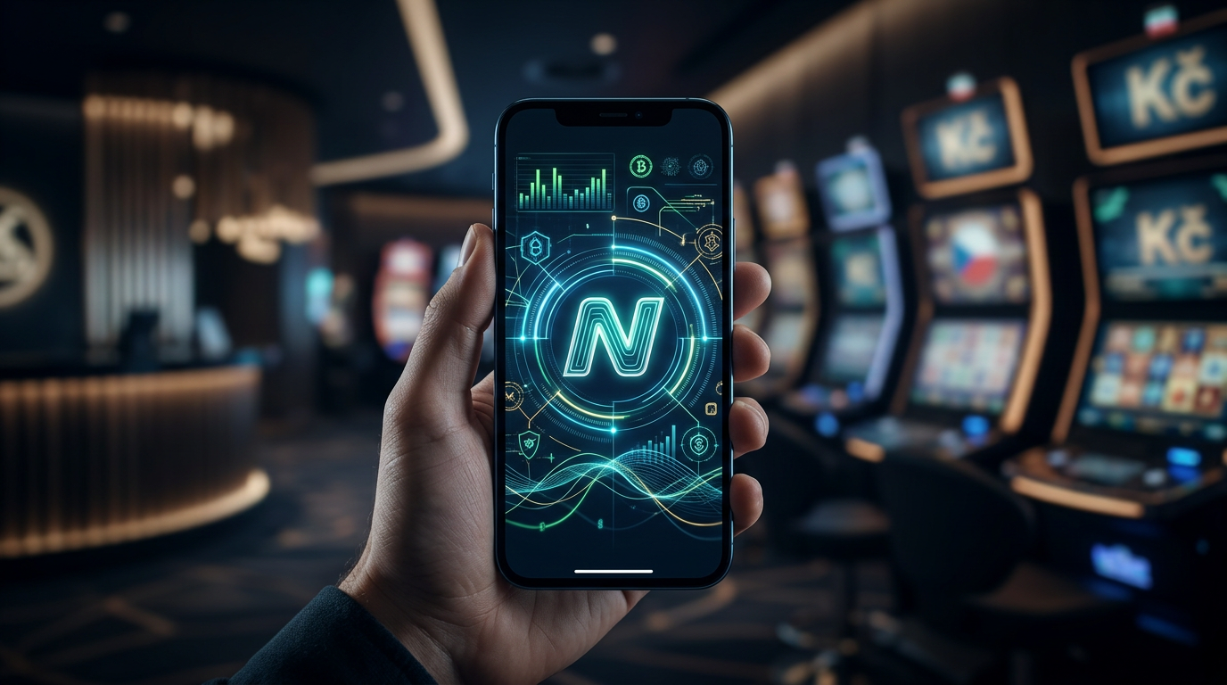 Futuristické zobrazení digitální peněženky Neteller v prostředí moderního casina roku 2026