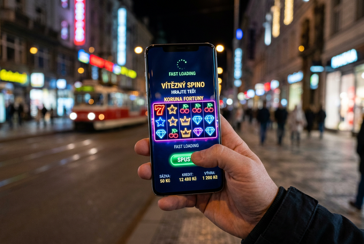 Detailní pohled na moderní hrací automat s českou lokalizací v mobilním zařízení